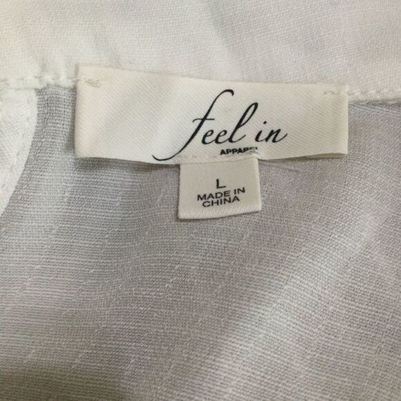 Feel In Apparel Belted Romper Khaki and‎ White Size L NWOT - Picture 8 of 12